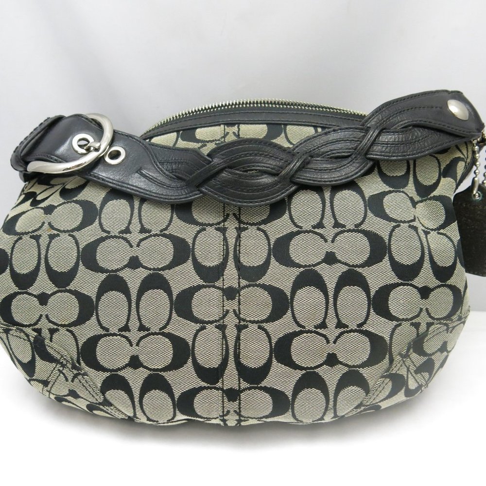 Coach #11858 Black Jacquard Braided HOBO Bag